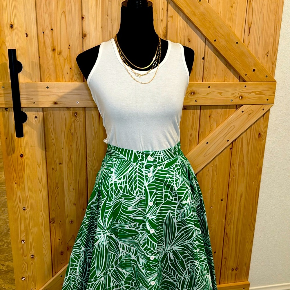 NWT Tabitha Brown x Target Linear Floral Print Maxi Skirt Green